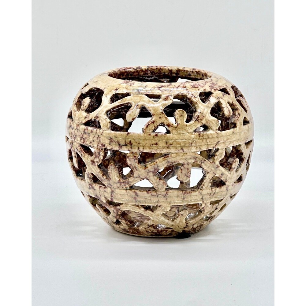 Ceramic Spherical Round Tea Light Votive Candle Holder Luminary